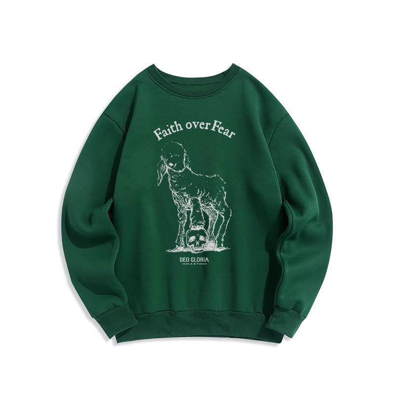 Christiandiscipleshop Quotation Style Faith Over Fear Lamb Fleece Lined Polyester Sweatshirt