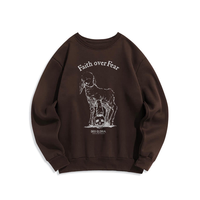 Christiandiscipleshop Quotation Style Faith Over Fear Lamb Fleece Lined Polyester Sweatshirt