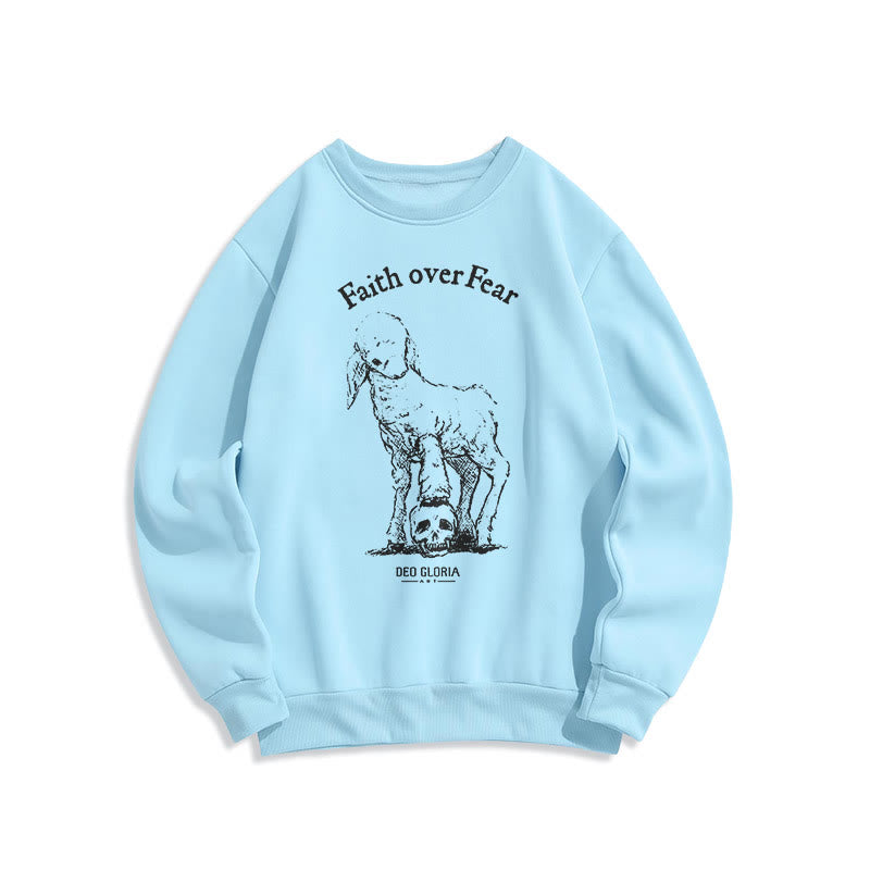 Christiandiscipleshop Quotation Style Faith Over Fear Lamb Fleece Lined Polyester Sweatshirt