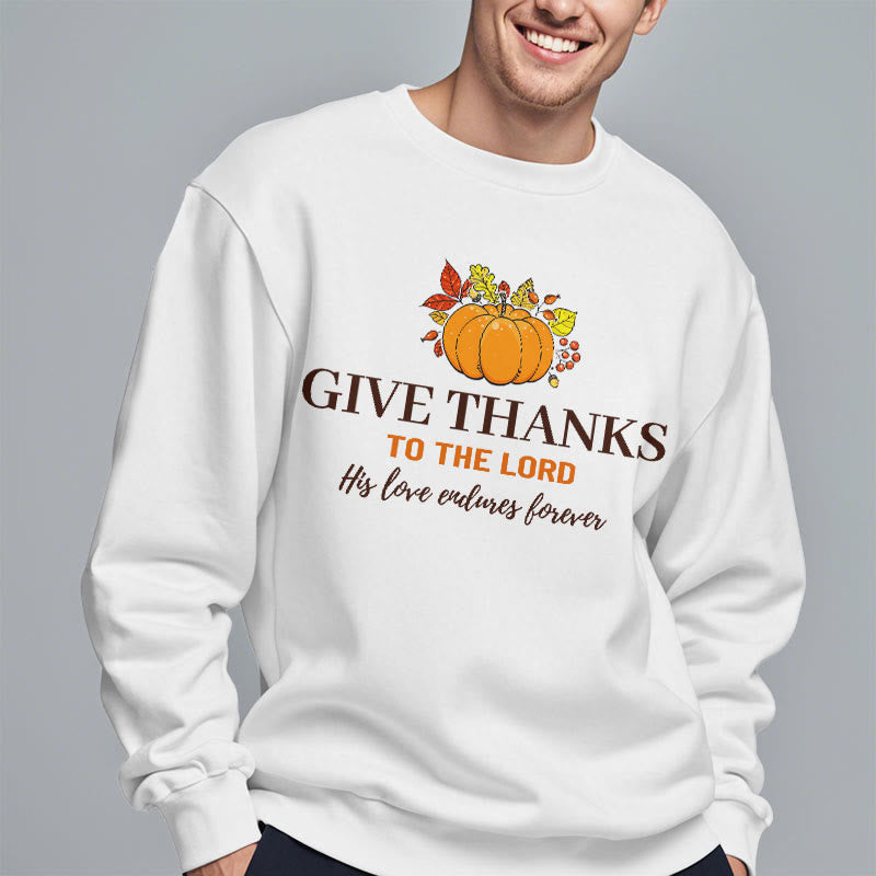 christiandiscipleshop Modern Style Give Thanks to the Lord Pumpkin Fleece Lined Polyester Sweatshirt