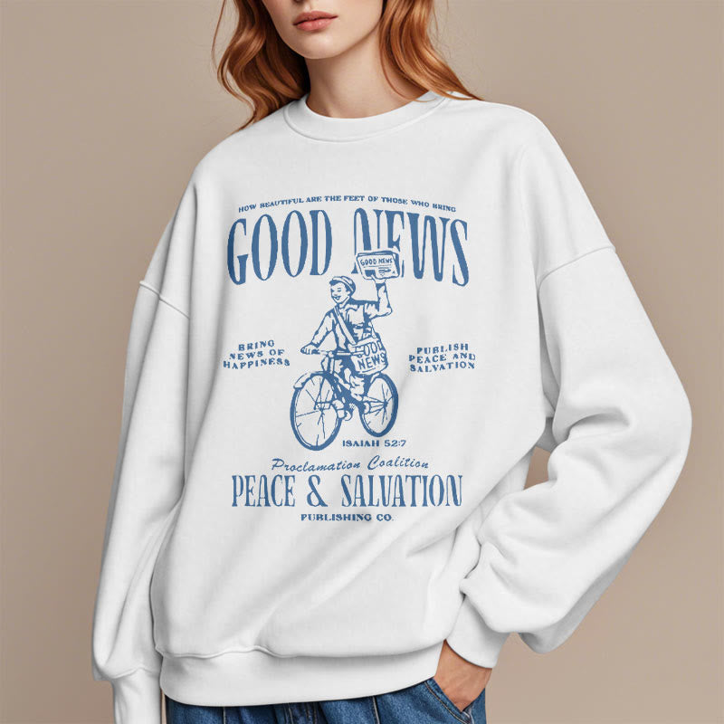 Christiandiscipleshop Quotation Style Good News Isaiah 52:7 Fleece Lined Polyester Sweatshirt