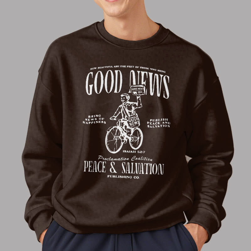 Christiandiscipleshop Quotation Style Good News Isaiah 52:7 Fleece Lined Polyester Sweatshirt