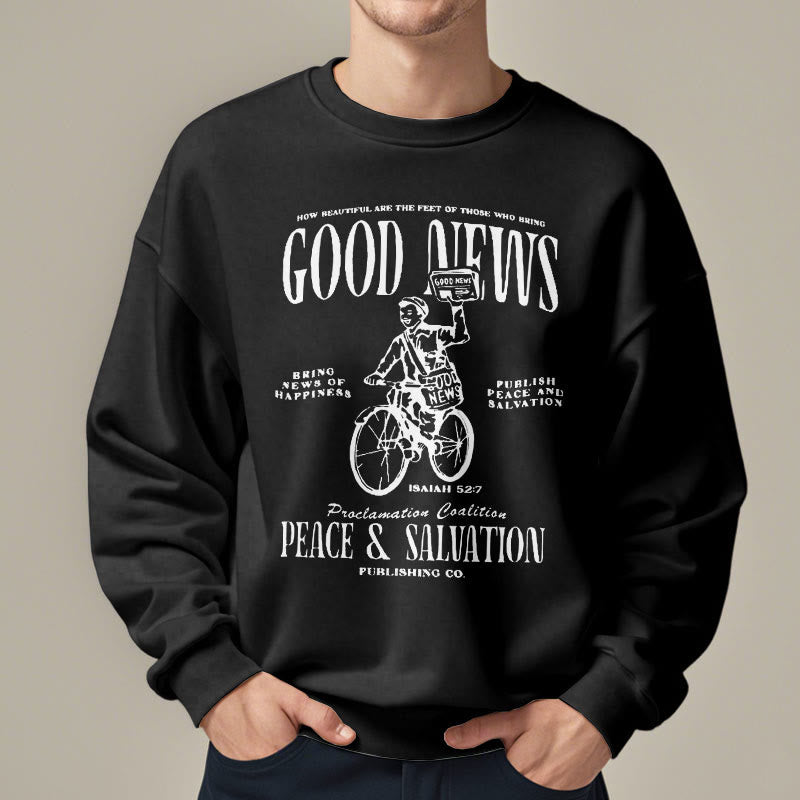 Christiandiscipleshop Quotation Style Good News Isaiah 52:7 Fleece Lined Polyester Sweatshirt