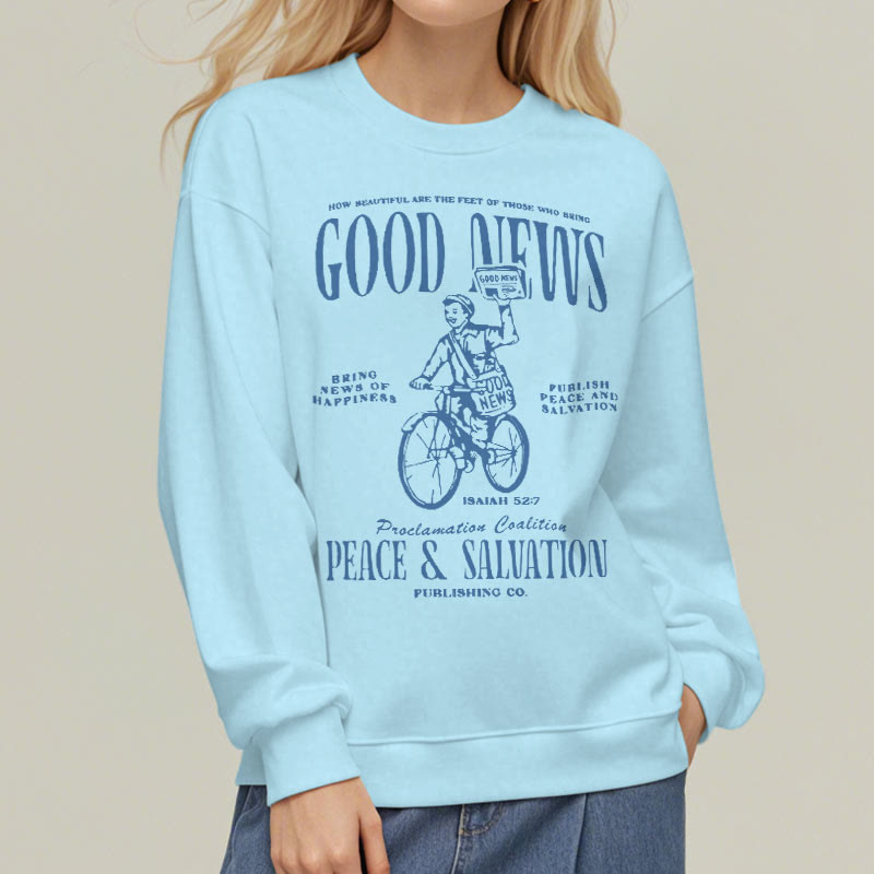 Christiandiscipleshop Quotation Style Good News Isaiah 52:7 Fleece Lined Polyester Sweatshirt