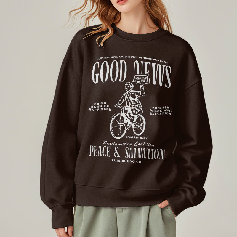 Christiandiscipleshop Quotation Style Good News Isaiah 52:7 Fleece Lined Polyester Sweatshirt