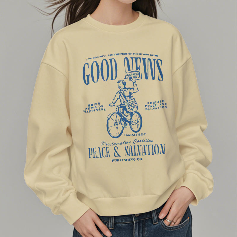Christiandiscipleshop Quotation Style Good News Isaiah 52:7 Fleece Lined Polyester Sweatshirt