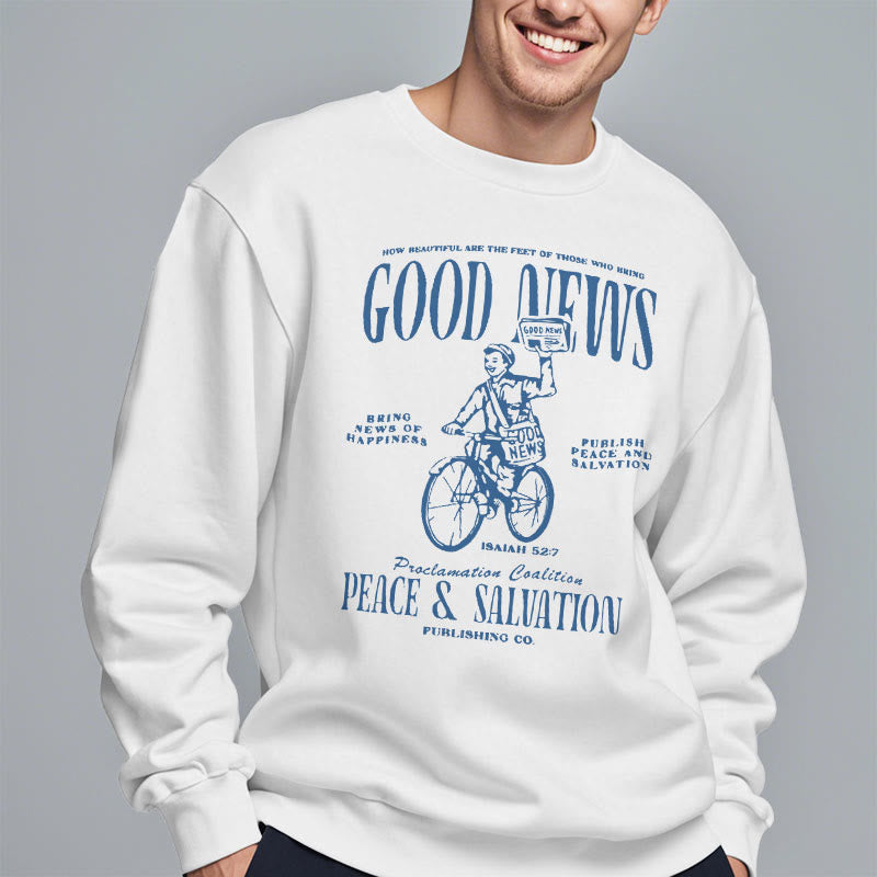 Christiandiscipleshop Quotation Style Good News Isaiah 52:7 Fleece Lined Polyester Sweatshirt