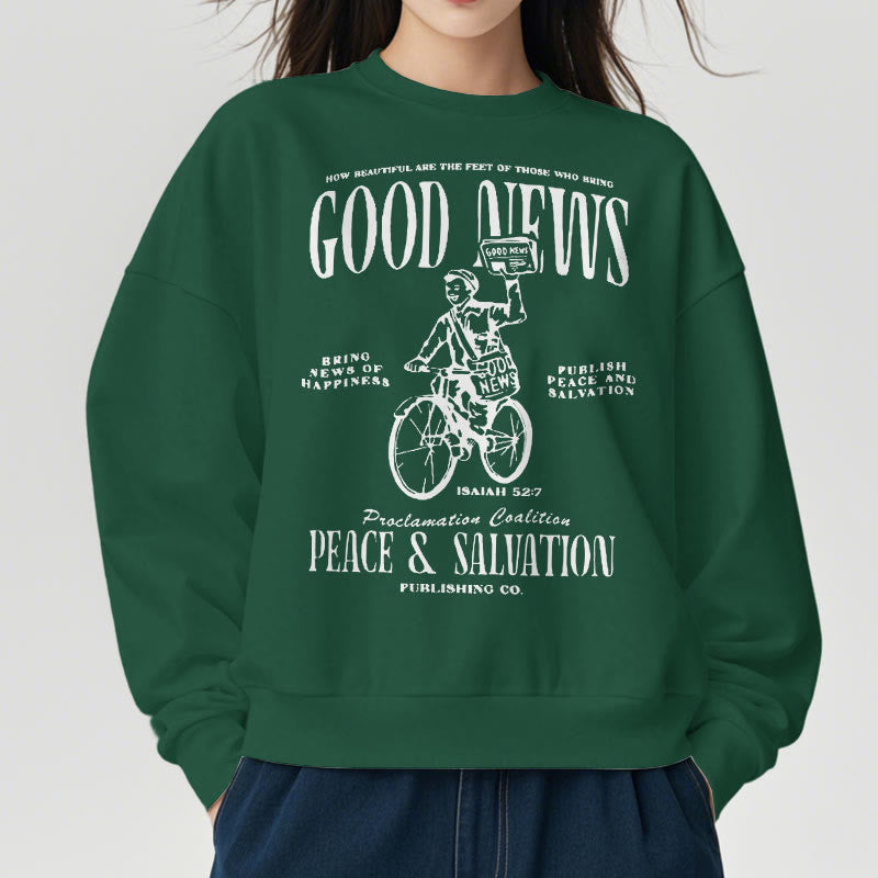 Christiandiscipleshop Quotation Style Good News Isaiah 52:7 Fleece Lined Polyester Sweatshirt