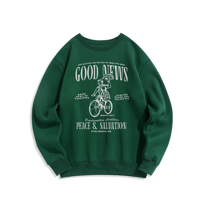 Christiandiscipleshop Quotation Style Good News Isaiah 52:7 Fleece Lined Polyester Sweatshirt