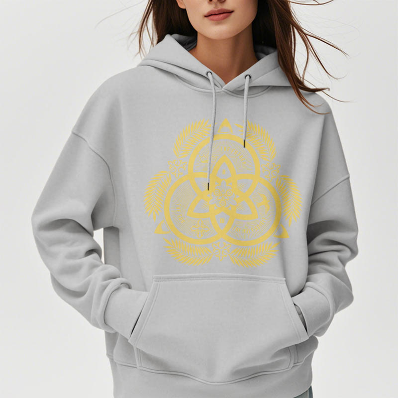 Christiandiscipleshop Classic Style Divine Unity Gold Sacred Emblem Fleece Lined Polyester Hoodie