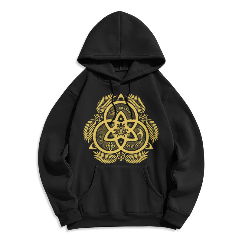 Christiandiscipleshop Classic Style Divine Unity Gold Sacred Emblem Fleece Lined Polyester Hoodie