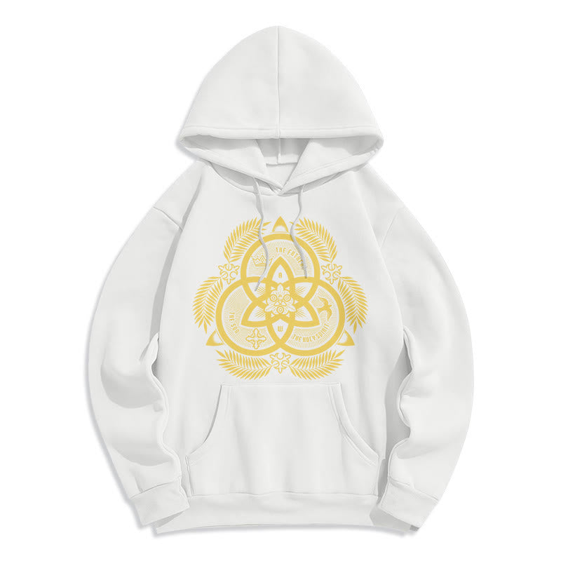 Christiandiscipleshop Classic Style Divine Unity Gold Sacred Emblem Fleece Lined Polyester Hoodie