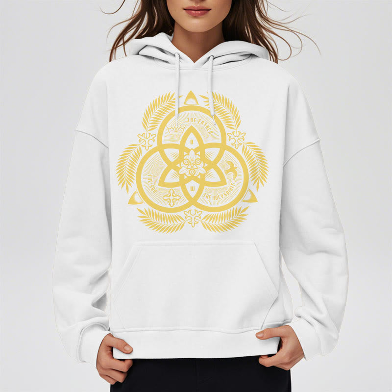 Christiandiscipleshop Classic Style Divine Unity Gold Sacred Emblem Fleece Lined Polyester Hoodie