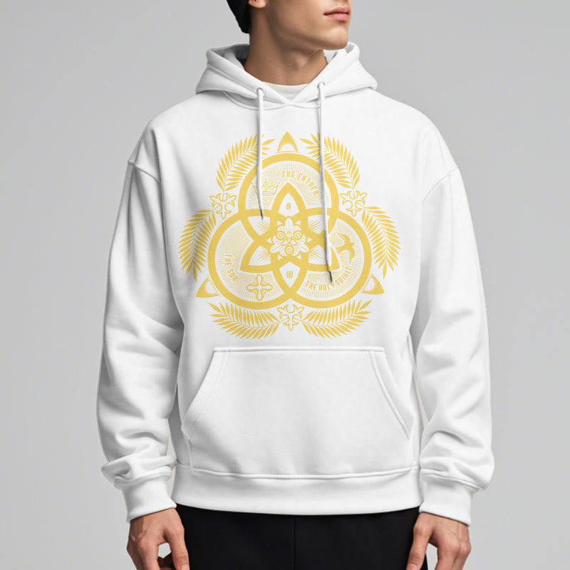Christiandiscipleshop Classic Style Divine Unity Gold Sacred Emblem Fleece Lined Polyester Hoodie