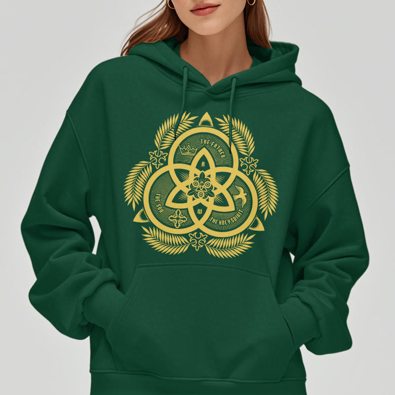 Christiandiscipleshop Classic Style Divine Unity Gold Sacred Emblem Fleece Lined Polyester Hoodie