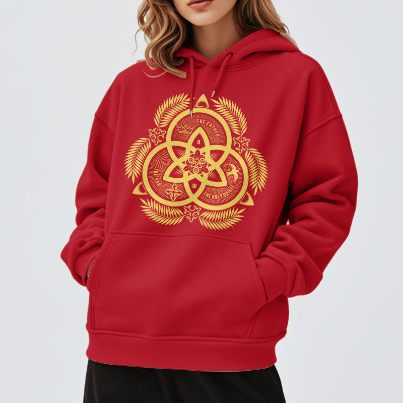 Christiandiscipleshop Classic Style Divine Unity Gold Sacred Emblem Fleece Lined Polyester Hoodie