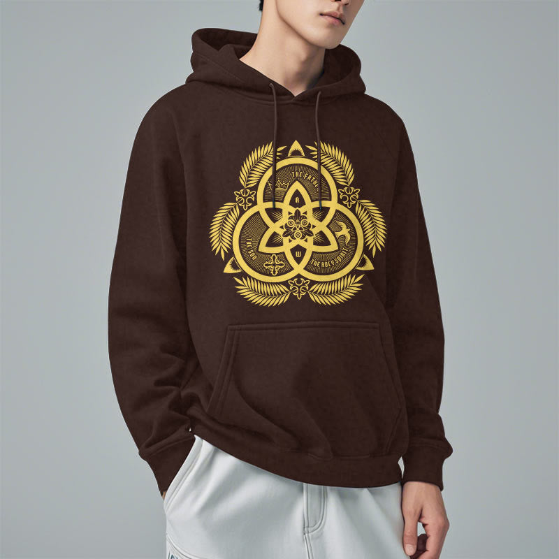 Christiandiscipleshop Classic Style Divine Unity Gold Sacred Emblem Fleece Lined Polyester Hoodie