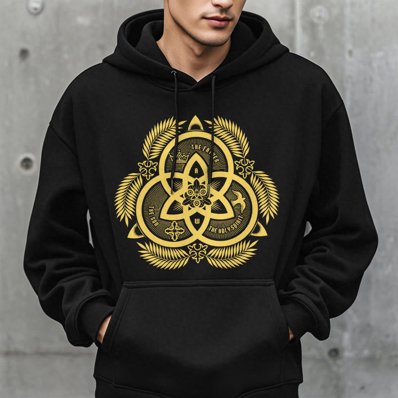 Christiandiscipleshop Classic Style Divine Unity Gold Sacred Emblem Fleece Lined Polyester Hoodie