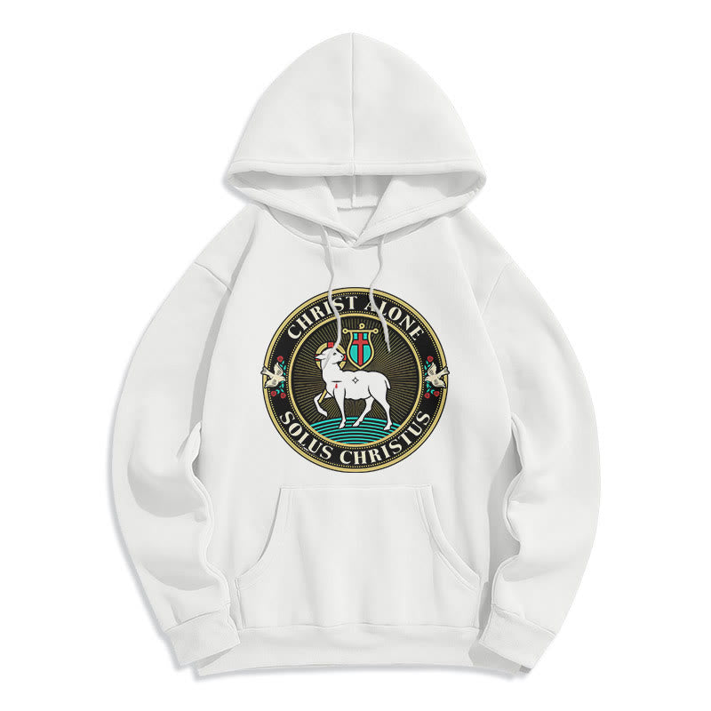 christiandiscipleshop Modern Style Christ Alone Lamb of God Fleece Lined Polyester Hoodie