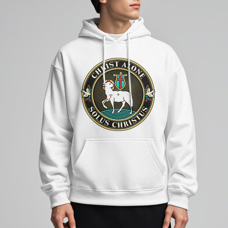 christiandiscipleshop Modern Style Christ Alone Lamb of God Fleece Lined Polyester Hoodie