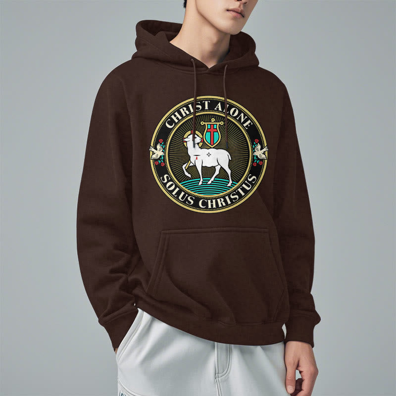 christiandiscipleshop Modern Style Christ Alone Lamb of God Fleece Lined Polyester Hoodie