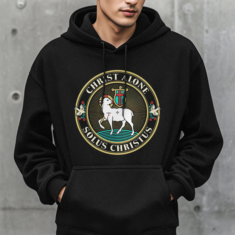 christiandiscipleshop Modern Style Christ Alone Lamb of God Fleece Lined Polyester Hoodie