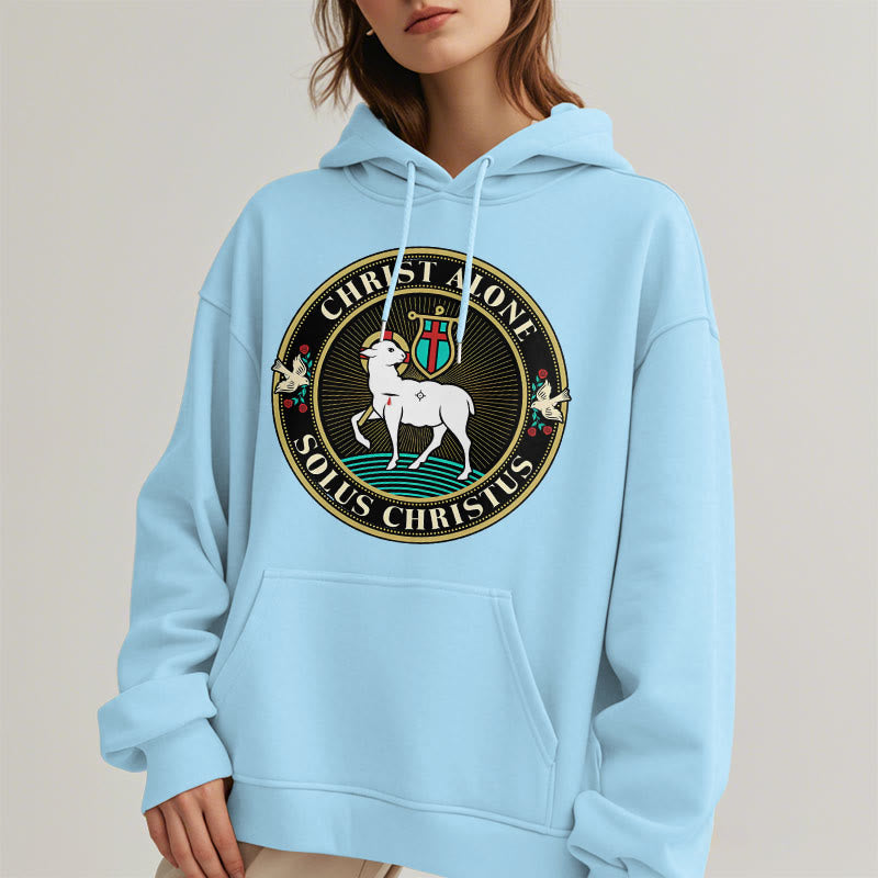 christiandiscipleshop Modern Style Christ Alone Lamb of God Fleece Lined Polyester Hoodie
