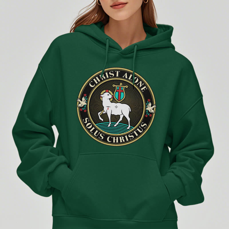 christiandiscipleshop Modern Style Christ Alone Lamb of God Fleece Lined Polyester Hoodie