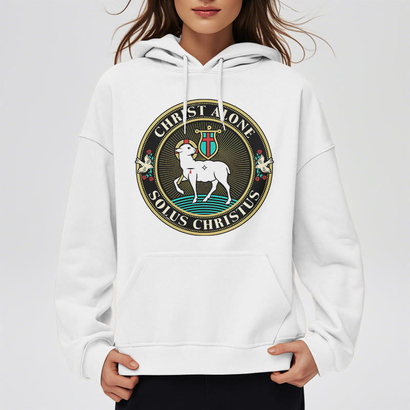 christiandiscipleshop Modern Style Christ Alone Lamb of God Fleece Lined Polyester Hoodie