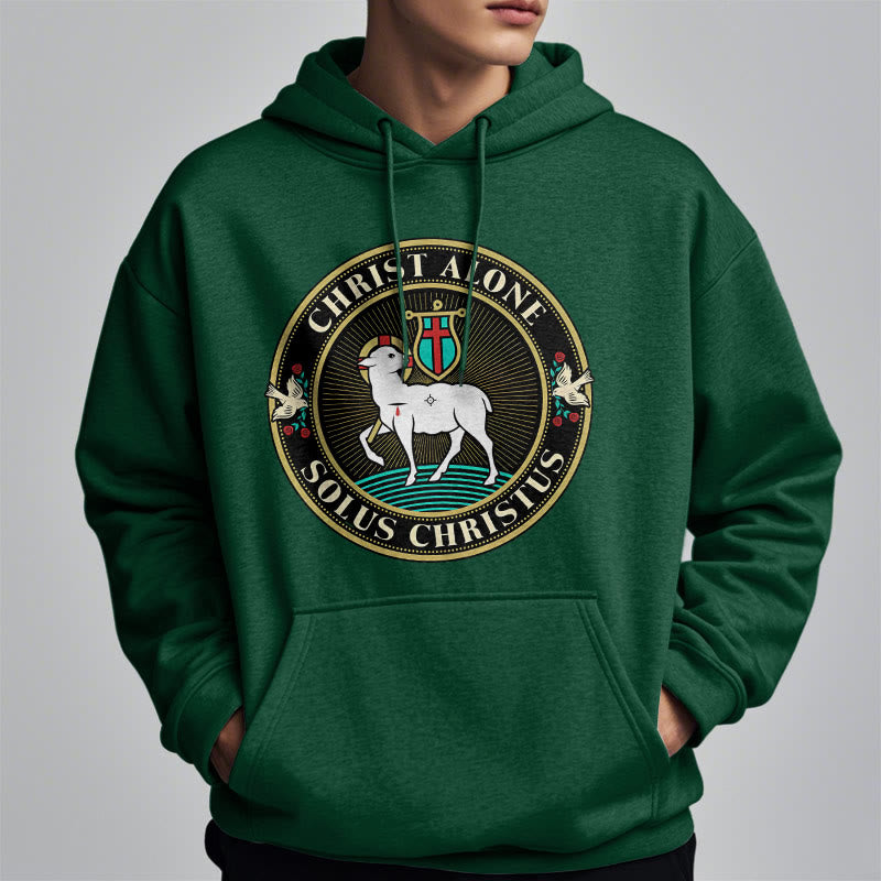christiandiscipleshop Modern Style Christ Alone Lamb of God Fleece Lined Polyester Hoodie