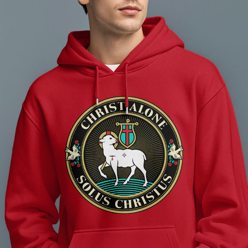 christiandiscipleshop Modern Style Christ Alone Lamb of God Fleece Lined Polyester Hoodie