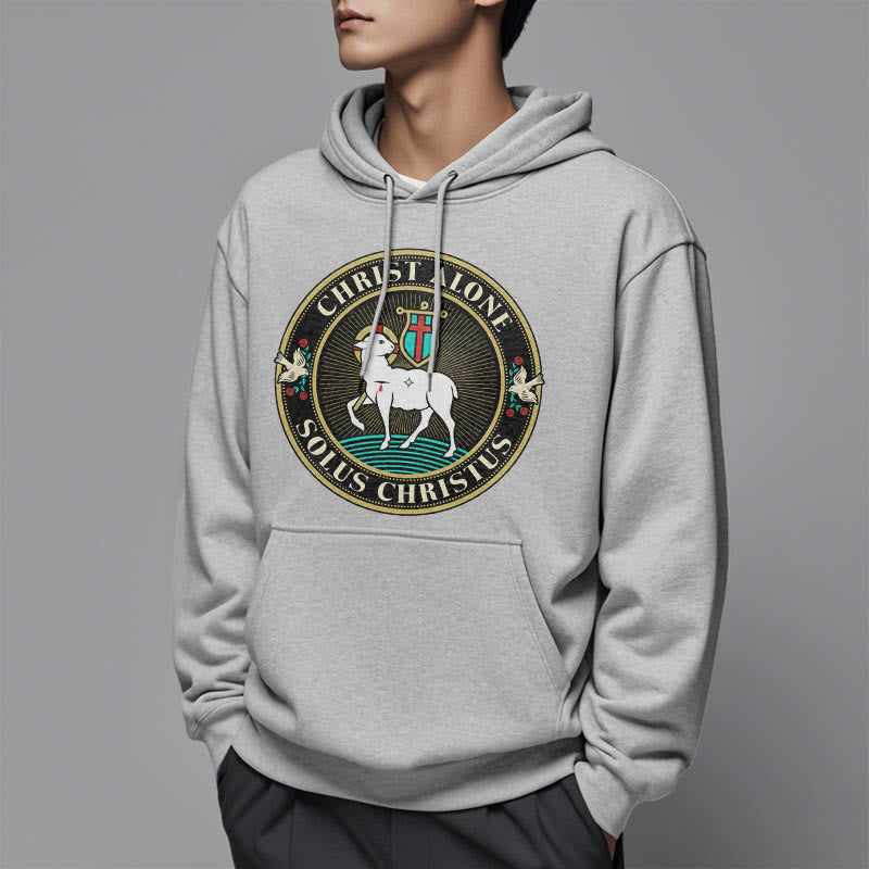 christiandiscipleshop Modern Style Christ Alone Lamb of God Fleece Lined Polyester Hoodie