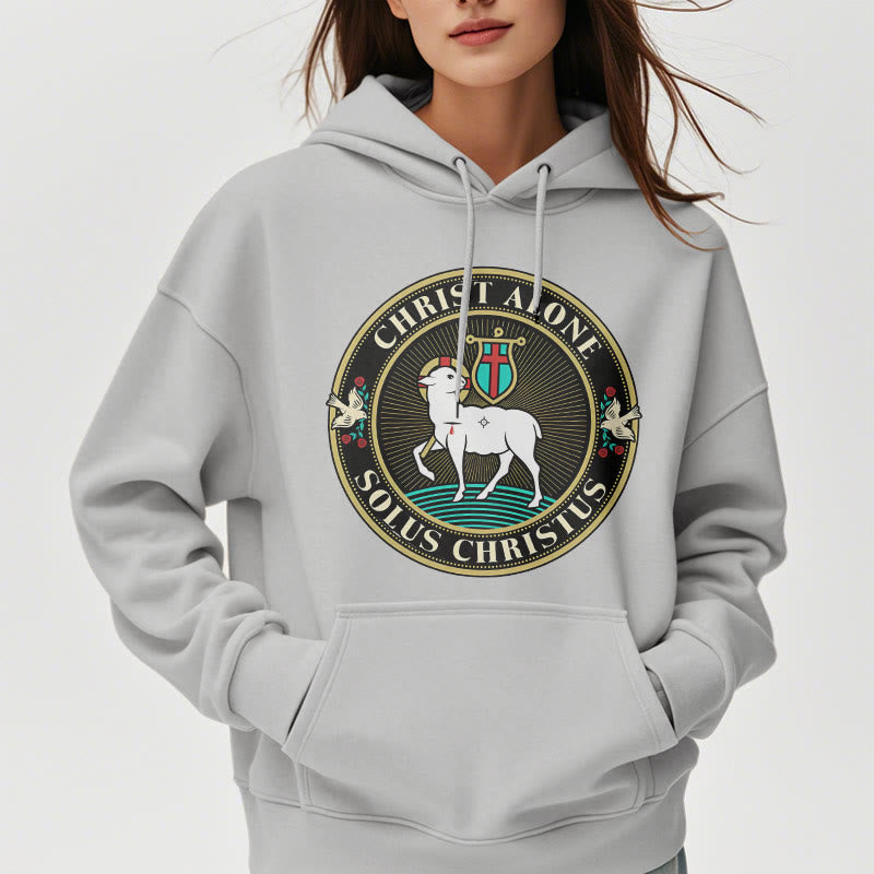 christiandiscipleshop Modern Style Christ Alone Lamb of God Fleece Lined Polyester Hoodie