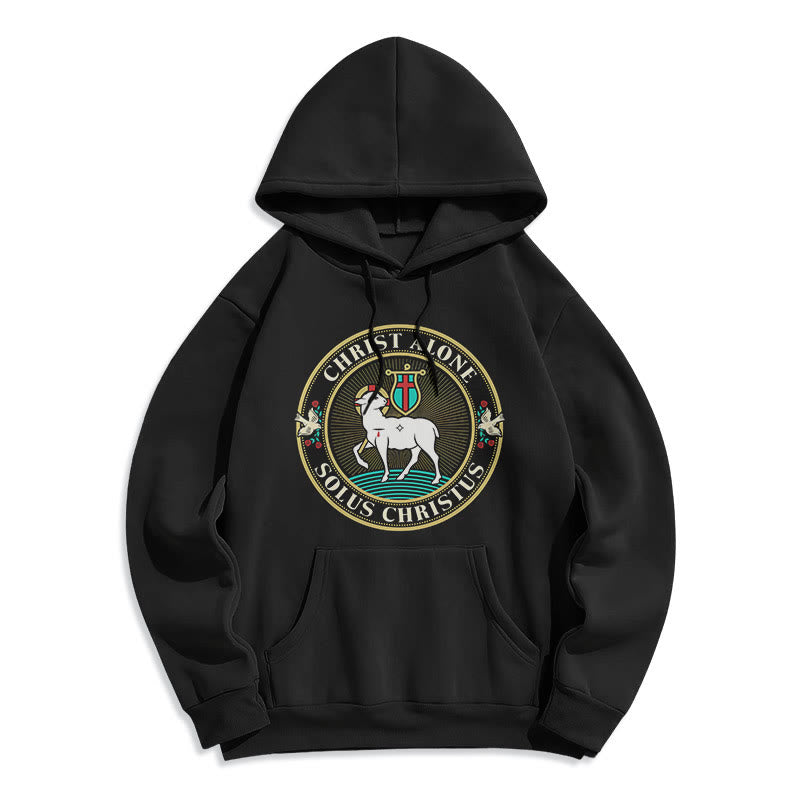 christiandiscipleshop Modern Style Christ Alone Lamb of God Fleece Lined Polyester Hoodie