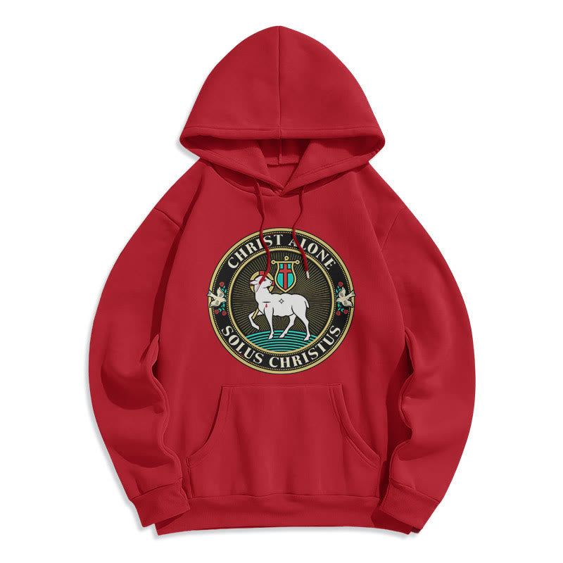 christiandiscipleshop Modern Style Christ Alone Lamb of God Fleece Lined Polyester Hoodie