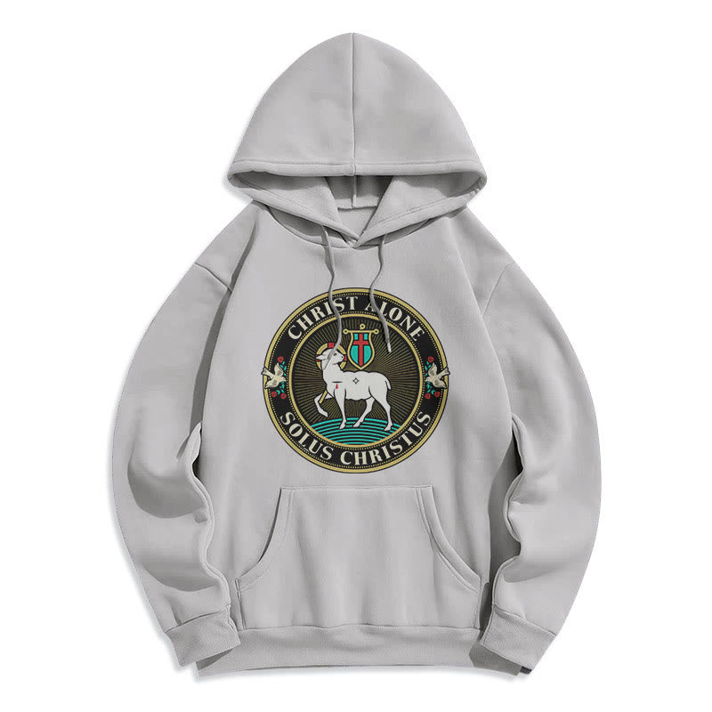christiandiscipleshop Modern Style Christ Alone Lamb of God Fleece Lined Polyester Hoodie