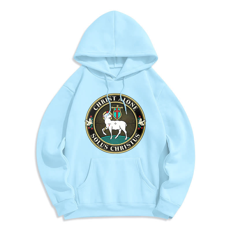christiandiscipleshop Modern Style Christ Alone Lamb of God Fleece Lined Polyester Hoodie