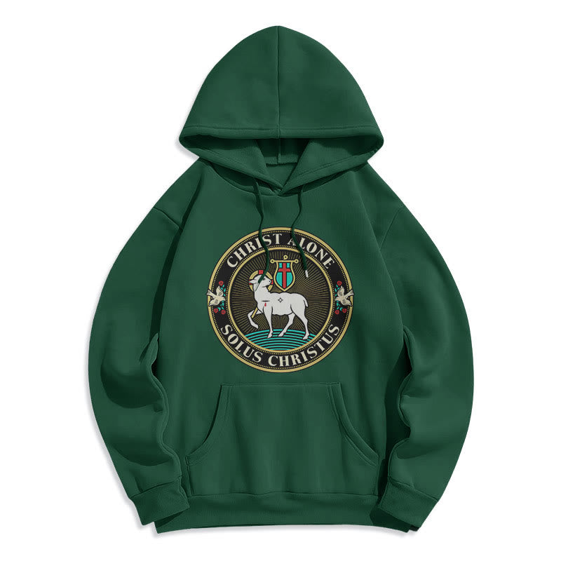 christiandiscipleshop Modern Style Christ Alone Lamb of God Fleece Lined Polyester Hoodie