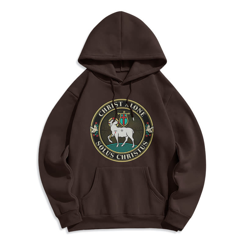 christiandiscipleshop Modern Style Christ Alone Lamb of God Fleece Lined Polyester Hoodie