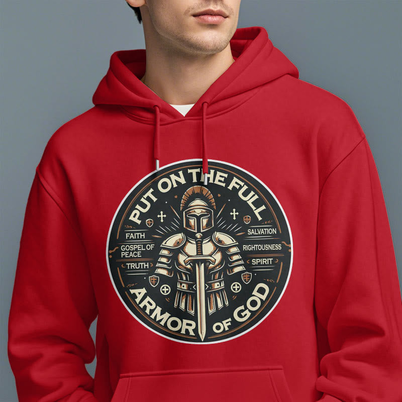 christiandiscipleshop Modern Style Put On The Full Armor of God Fleece Lined Polyester Hoodie