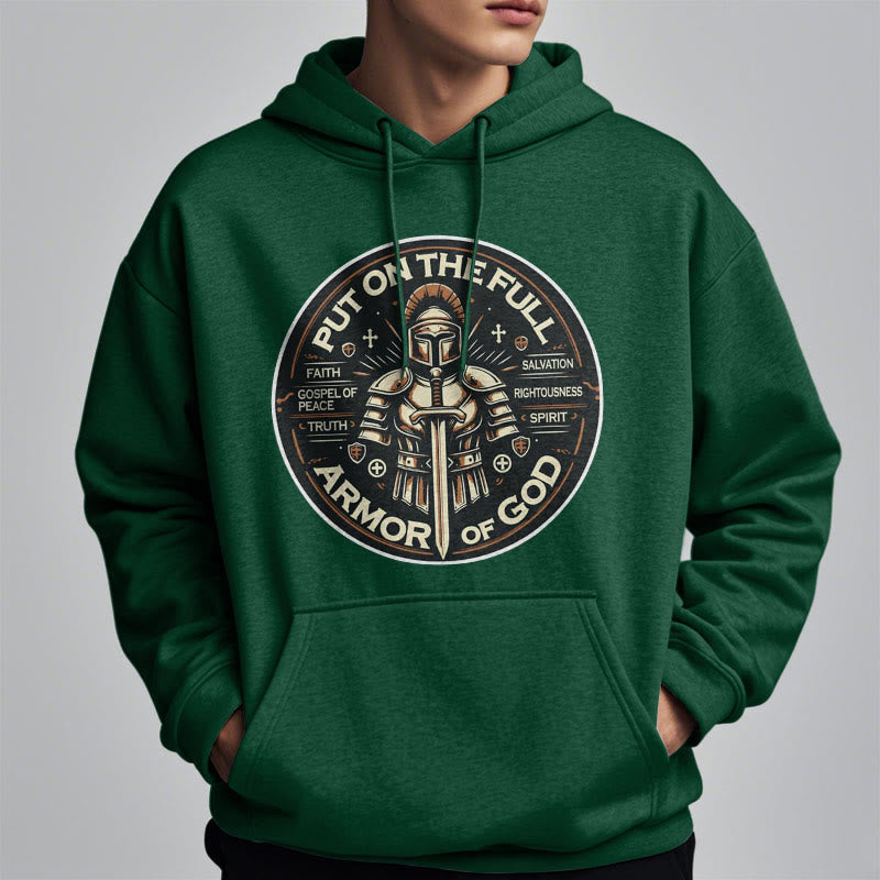 christiandiscipleshop Modern Style Put On The Full Armor of God Fleece Lined Polyester Hoodie