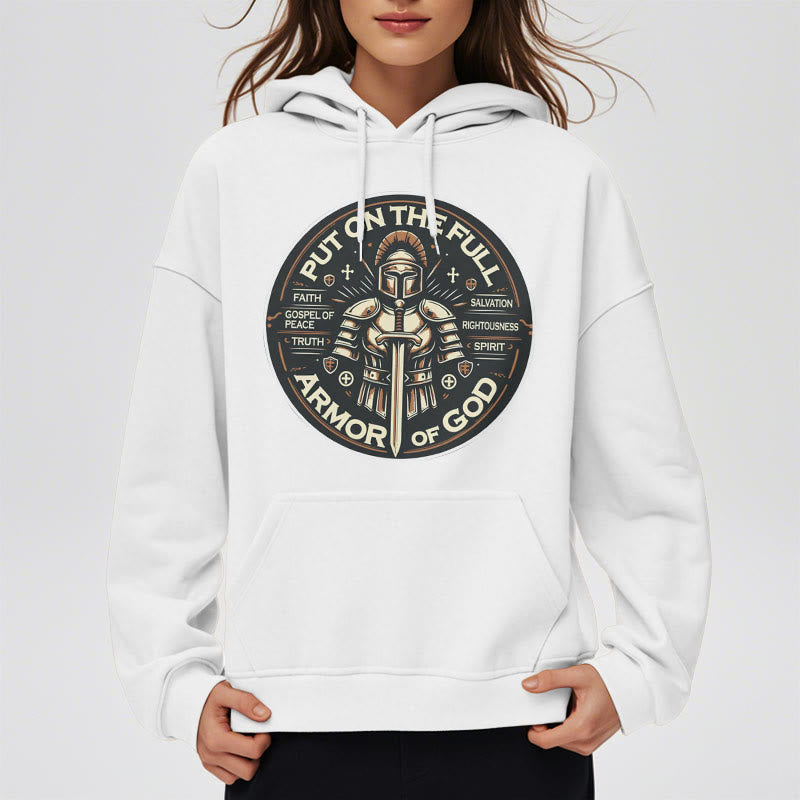 christiandiscipleshop Modern Style Put On The Full Armor of God Fleece Lined Polyester Hoodie