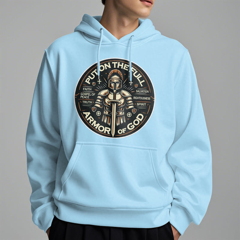 christiandiscipleshop Modern Style Put On The Full Armor of God Fleece Lined Polyester Hoodie