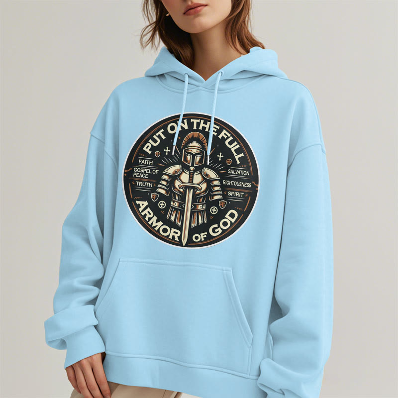 christiandiscipleshop Modern Style Put On The Full Armor of God Fleece Lined Polyester Hoodie