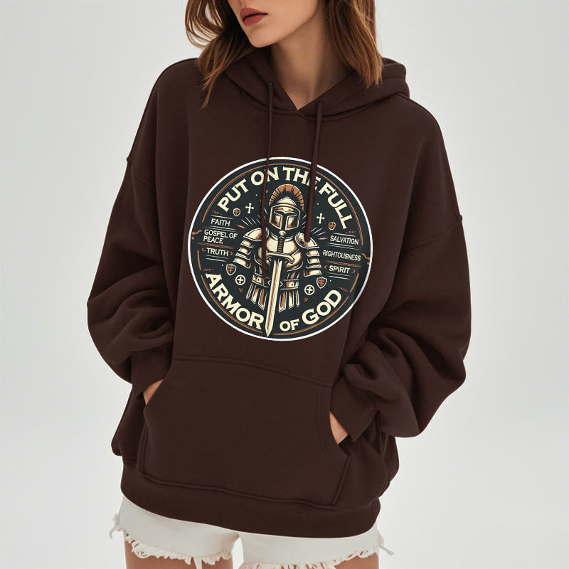 christiandiscipleshop Modern Style Put On The Full Armor of God Fleece Lined Polyester Hoodie