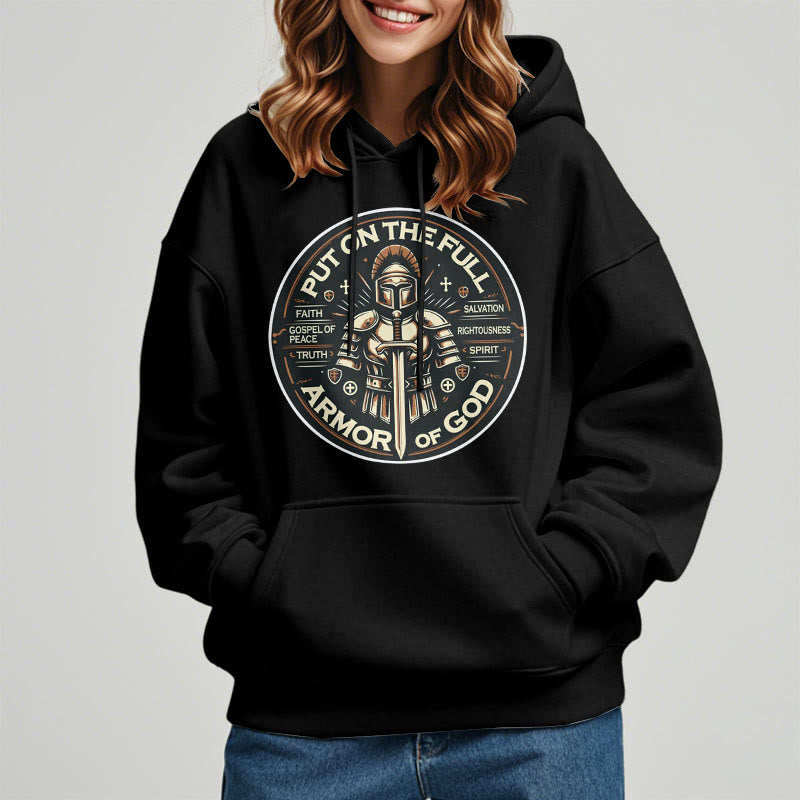 christiandiscipleshop Modern Style Put On The Full Armor of God Fleece Lined Polyester Hoodie