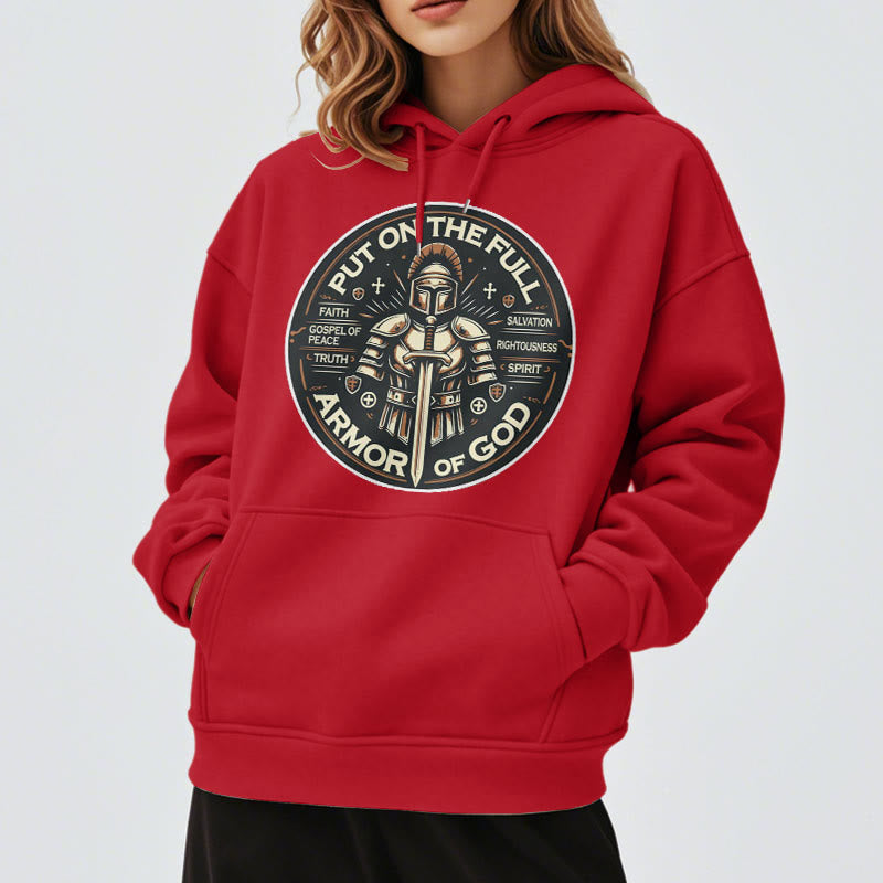 christiandiscipleshop Modern Style Put On The Full Armor of God Fleece Lined Polyester Hoodie