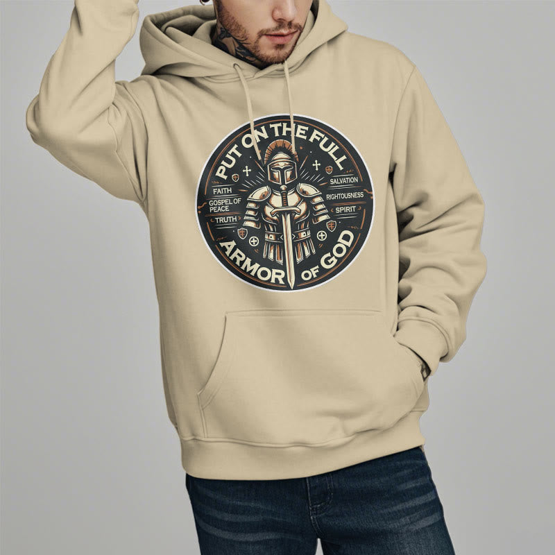 christiandiscipleshop Modern Style Put On The Full Armor of God Fleece Lined Polyester Hoodie