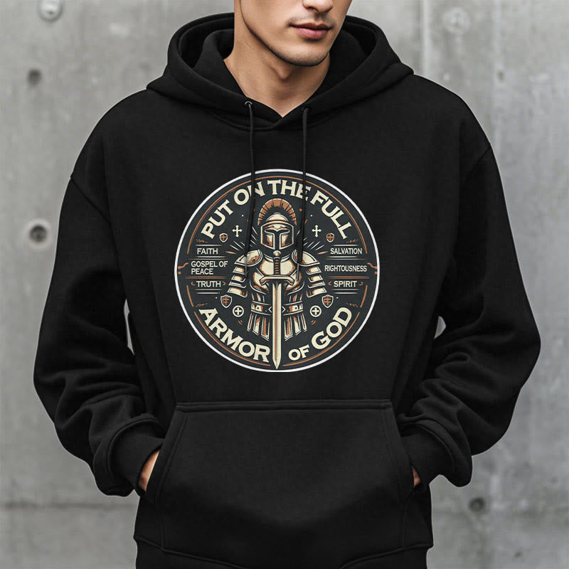 christiandiscipleshop Modern Style Put On The Full Armor of God Fleece Lined Polyester Hoodie