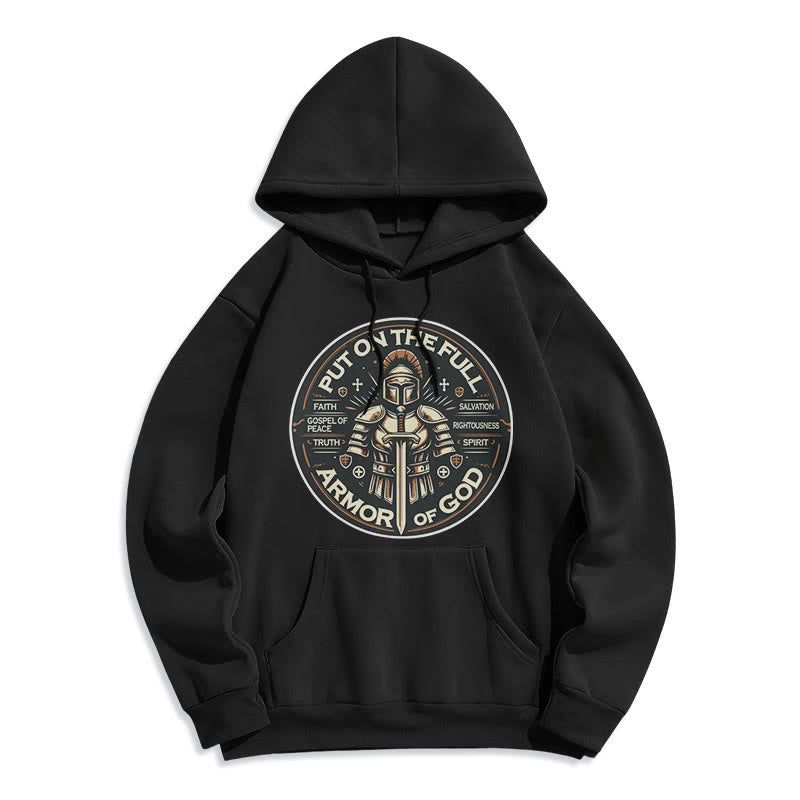 christiandiscipleshop Modern Style Put On The Full Armor of God Fleece Lined Polyester Hoodie